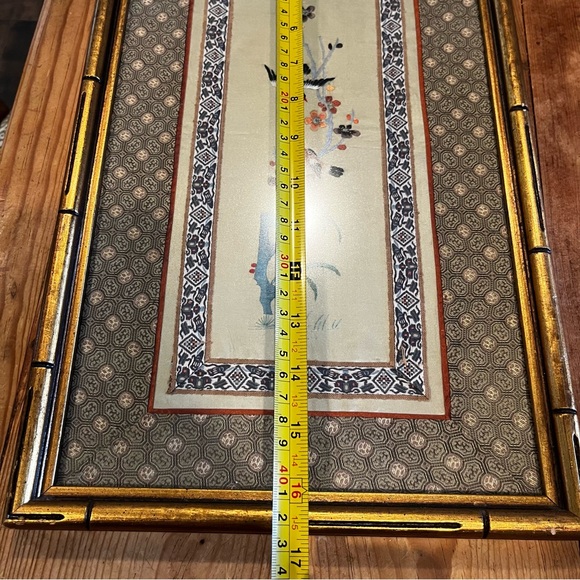 Asian Silk Embroidered Framed Art Ornate, Decor, Birds, Flowers, Spring - Picture 9 of 9